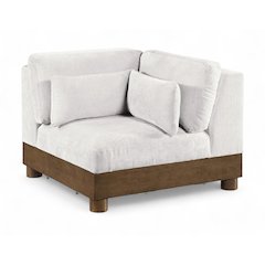 Turin Cream Chenille Fabric Upholstered Modular Corner Chair