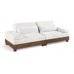 Turin 95.5" Cream Chenille Fabric Upholstered 2pc. Modular Loveseat