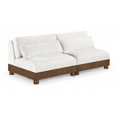 Turin 80" Cream Chenille Fabric Upholstered 2pc. Modular Loveseat