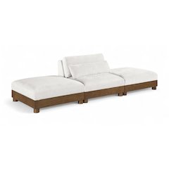 Turin 120" Cream Chenille Fabric Upholstered 3pc. Modular Sofa