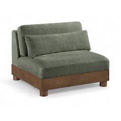 Turin Green Chenille Fabric Upholstered Modular Armless Chair