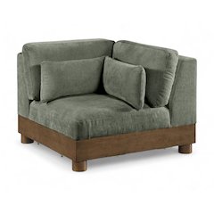 Turin Green Chenille Fabric Upholstered Modular Corner Chair