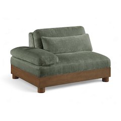 Turin Green Chenille Fabric Upholstered Modular Left Arm Chair