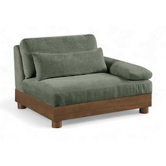 Turin Green Chenille Fabric Upholstered Modular Right Arm Chair