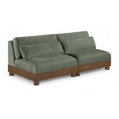 Turin 80" Green Chenille Fabric Upholstered 2pc. Modular Loveseat