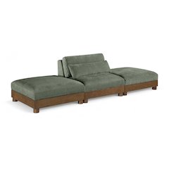 Turin 120" Green Chenille Fabric Upholstered 3pc. Modular Sofa