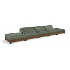 Turin 200" Green Chenille Fabric Upholstered 5pc. Modular Sofa