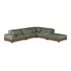 Turin 120" Green Chenille Fabric Upholstered 5pc. Modular Sectional