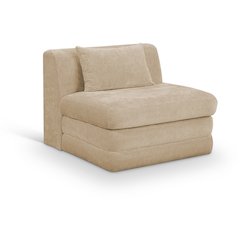 Stellar Beige Chenille Fabric Upholstered Modular Armless Chair