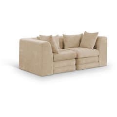Stellar 76" Beige Chenille Fabric Upholstered 2pc. Modular Loveseat