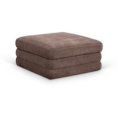 Stellar Brown Chenille Fabric Upholstered Modular Modular Ottoman