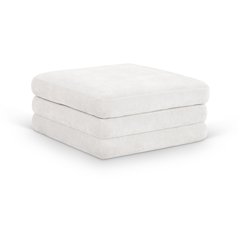 Stellar Cream Chenille Fabric Upholstered Modular Ottoman