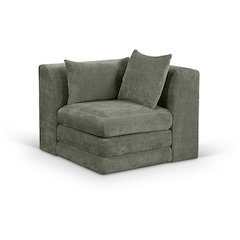 Stellar Green Chenille Fabric Upholstered Modular Corner Chair