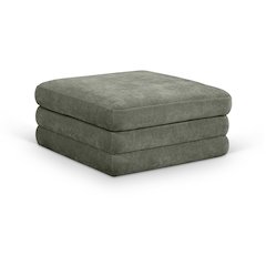 Stellar Green Chenille Fabric Upholstered Modular Ottoman