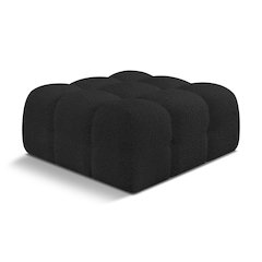 Ames Black Boucle Fabric Ottoman