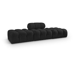 Ames 102" Black Boucle Fabric Upholstered 3pc. Modular Sofa