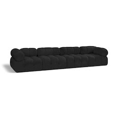 Ames Black Boucle Fabric Modular Sofa
