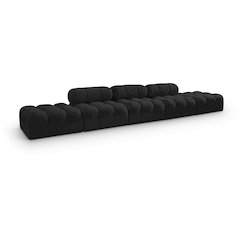 Ames 170" Black Boucle Fabric Upholstered 5pc. Modular Sofa