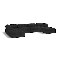 Ames Black Boucle Fabric Modular Sectional