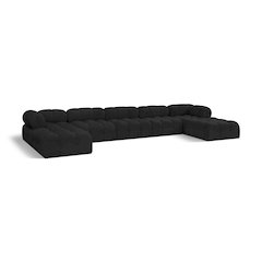 Ames Black Boucle Fabric Modular Sectional