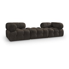 Ames 102" Brown Boucle Fabric Upholstered 3pc. Modular Sofa