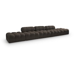 Ames 170" Brown Boucle Fabric Upholstered 5pc. Modular Sofa