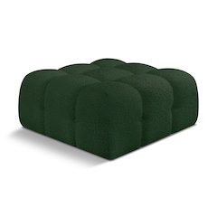 Ames Green Boucle Fabric Ottoman