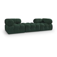 Ames 102" Green Boucle Fabric Upholstered 3pc. Modular Sofa