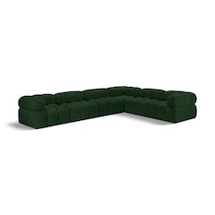 Ames Green Boucle Fabric Modular Sectional