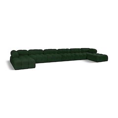 Ames Green Boucle Fabric Modular Sectional