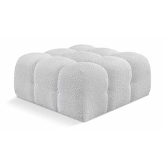 Ames Grey Boucle Fabric Ottoman