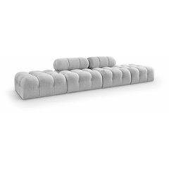 Ames 136" Grey Boucle Fabric Upholstered 4pc. Modular Sofa