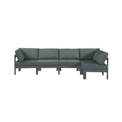 Gray Fabric Outdoor Patio Modular Sectional With Contemporary Style