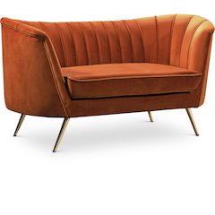 Margo Cognac Velvet Loveseat