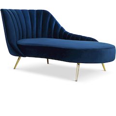 Margo Navy Velvet Chaise