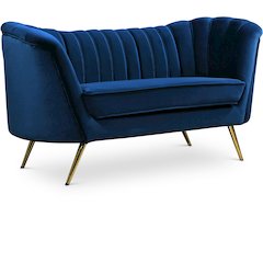 Margo Navy Velvet Loveseat