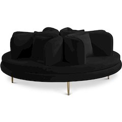 Circlet Black Velvet Round Sofa Settee
