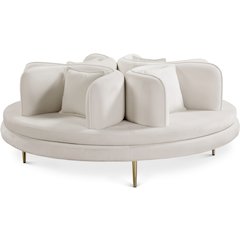 Circlet Cream Velvet Round Sofa Settee