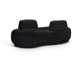 Argyle Black Teddy Fabric Chaise/Loveseat