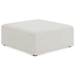 Cube Cream Durable Linen Textured Ottoman
