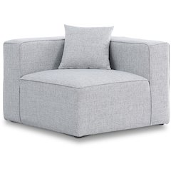 Cube Grey Durable Linen Textured Corner Chair