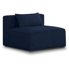 Cube Navy Durable Linen Textured Armless Chair