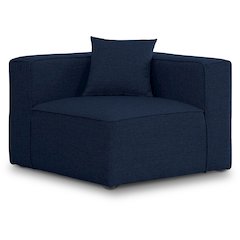 Cube Navy Durable Linen Textured Corner Chair