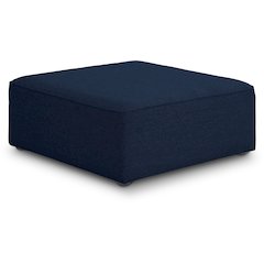 Cube Navy Durable Linen Textured Ottoman