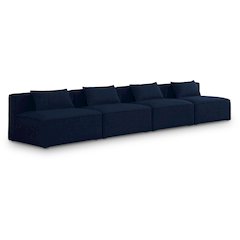 Cube Navy Durable Linen Textured Modular Sofa