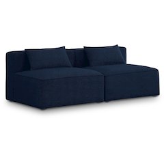 Cube Navy Durable Linen Textured Modular Sofa