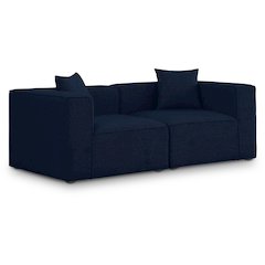 Cube Navy Durable Linen Textured Modular Sofa