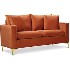 Naomi Cognac Velvet Loveseat