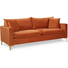 Naomi Cognac Velvet Sofa