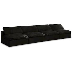 Cozy Black Velvet Comfort Modular Armless Sofa